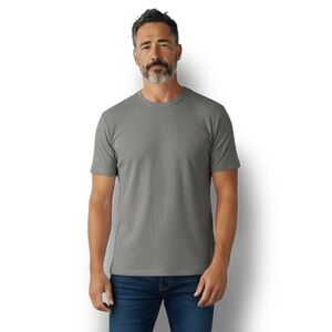 John Henry Men's Ribbed Knit Short Sleeve Shirt Sweater Top Clean Classic Gray M